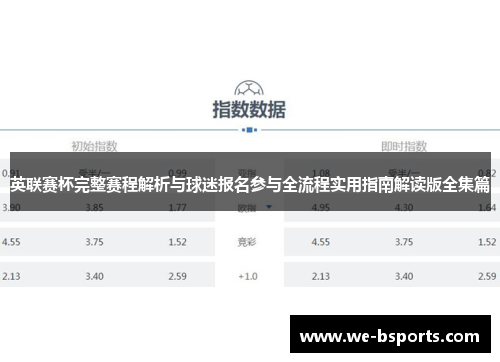 英联赛杯完整赛程解析与球迷报名参与全流程实用指南解读版全集篇 英联赛杯完整赛程解析与球迷报名参与全流程实用指南解读版全集篇